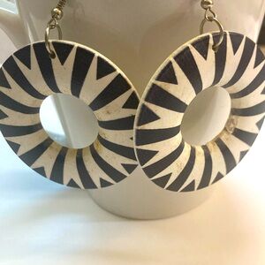 Black and White Circular Earrings